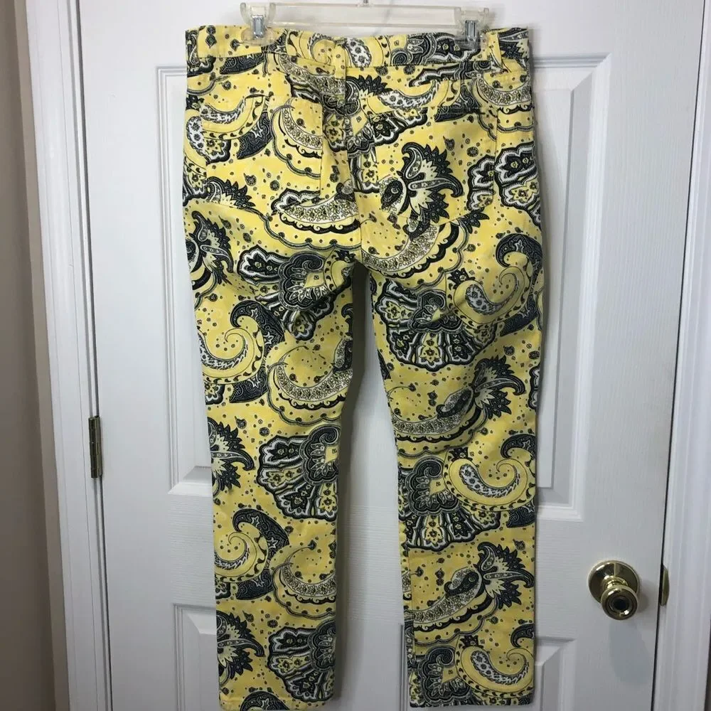 Ralph Lauren LRL Lauren Jeans yellow paisley print capris pants jeans, size 10 - Picture 8 of 14